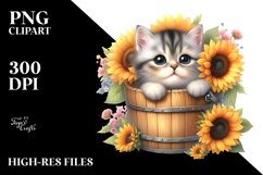 Cute Baby Cat Wood Bucket PNG Product Image 3