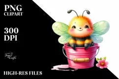 Sitting Bucket Baby Bee PNG Product Image 2