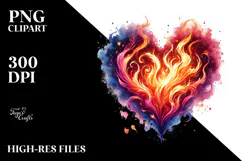 Digital Heart Made of Fire PNG Product Image 2
