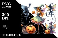 Fairy Halloween in Watercolor Clipart Product Image 3