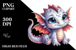 Cute Baby Dragon Sitting PNG Product Image 2