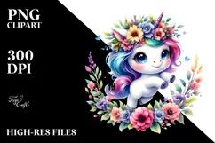 Vibrant Cute Baby Unicorn PNG Product Image 2