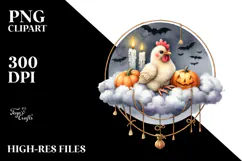 Chicken in Halloween Style Watercolor PNG Product Image 2