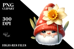 Cute Gnome with Daffodil PNG Product Image 2