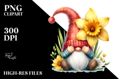 Cute Gnome with Daffodil PNG Product Image 2