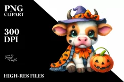 Baby Cow Halloween Scene | Sublimation | Clipart Product Image 1