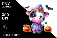 Baby Cow Halloween Scene | Sublimation | Clipart Product Image 1