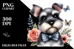 Miniature Schnauzer Cute Watercolor Clipart | Sublimation Product Image 1