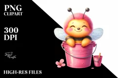 Sitting Bucket Baby Bee PNG Product Image 2