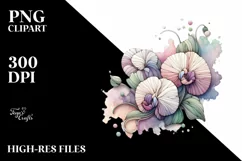 Sweet Pea Stained Watercolor Splash | Sublimation | Clipart Product Image 1