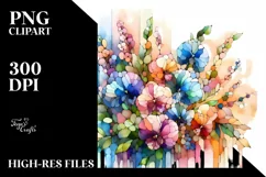 Sweet Pea Stained Watercolor Splash | Sublimation | Clipart Product Image 3
