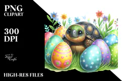 Whimsical Baby Turtle Painting, Easter Eggs PNG Product Image 2