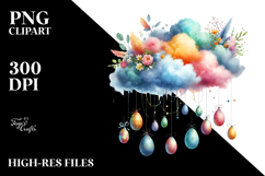 Colorful Cloud with Easter Eggs, PNG Product Image 2