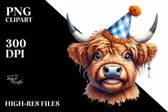 Cow Goofy Eyes Party Hat Portrait | Sublimation | Clipart Product Image 3