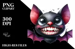 Funny Halloween Bat with Big Teeth, Transparent PNG Product Image 1