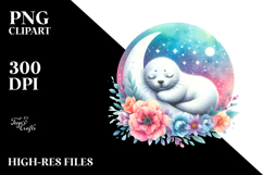 Vibrant Seal Sleeping On The Moon Clipart Product Image 2
