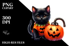 Cute Baby Black Cat Halloween Clipart Product Image 1