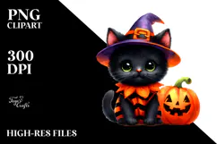 Cute Baby Black Cat Halloween Clipart Product Image 2