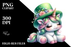 Baby Unicorn with Green Hat | Sublimation | Clipart Product Image 3