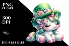 Baby Unicorn with Green Hat | Sublimation | Clipart Product Image 3