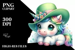 Baby Unicorn Green Hat | Clipart Product Image 3
