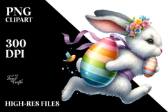 Bunny Running with an Easter Egg, Funny and Creative PNG Product Image 2
