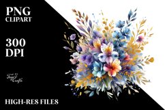Vibrant Abstract Bouquet | Golden Foil | Clipart Product Image 3