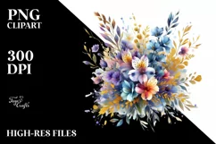 Vibrant Abstract Bouquet | Golden Foil | Clipart Product Image 3