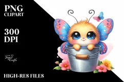Colorful Butterfly in Bucket | Clipart Product Image 1