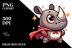 Silly Rhino with Superhero Cape, Transparent PNG Product Image 2