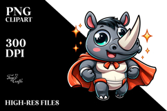 Silly Rhino with Superhero Cape, Transparent PNG Product Image 2