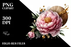 Shiny Peonies Made of Shiny Like Material with Small Golden Product Image 3