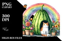 Cat House with Rainbow Watercolor | Sublimation | Clipart Product Image 2