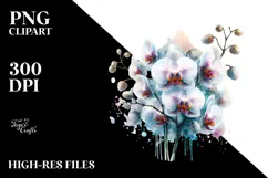 Orchid with Watercolor Splash PNG Product Image 2