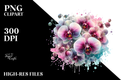 Orchid with Watercolor Splash PNG Product Image 2