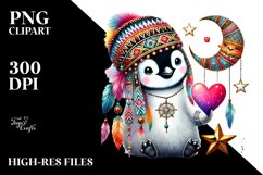 Boho Penguin on Star, PNG Product Image 2