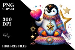 Boho Penguin on Star, PNG Product Image 2