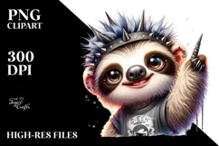 Energetic Baby Sloth with Punk Look PNG Product Image 2