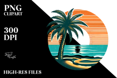 Retro Tropical Tree Beach, 20 oz Tumbler PNG Product Image 2