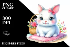 Colorful Baby Bunny Sitting on Blanket | Clipart Product Image 1