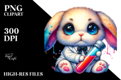 Cute Baby Rabbit with Test Tube PNG Product Image 2