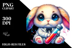 Cute Baby Rabbit with Test Tube PNG Product Image 2