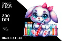 Cute Baby Rabbit with Test Tube PNG Product Image 2