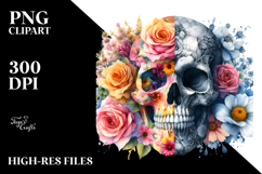 Half Skull Flowers PNG Product Image 2