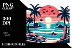 Retro Tropical Beach Surf Clipart for Tshirt Vector Style Product Image 3