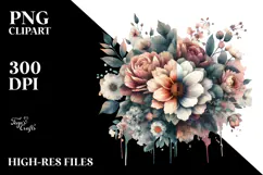 Colorful Grungy Flower with Splashes PNG Product Image 2