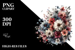 Colorful Grungy Flower with Splashes PNG Product Image 2