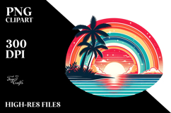 Retro Tropical Rainbow Sunset Tee, PNG Product Image 2