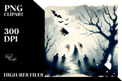 Simple Halloween Scene with Eerie Echoes PNG Product Image 2