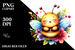 Vibrant Cute Bee Sleeping Clipart Product Image 2